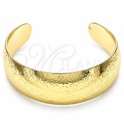 Oro Laminado Individual Bangle, Gold Filled Style Flower Design, Polished, Golden Finish, 07.101.0023 (25 MM Thickness, One size fits all)