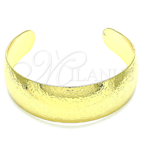 Oro Laminado Individual Bangle, Gold Filled Style Flower Design, Polished, Golden Finish, 07.101.0023 (25 MM Thickness, One size fits all)