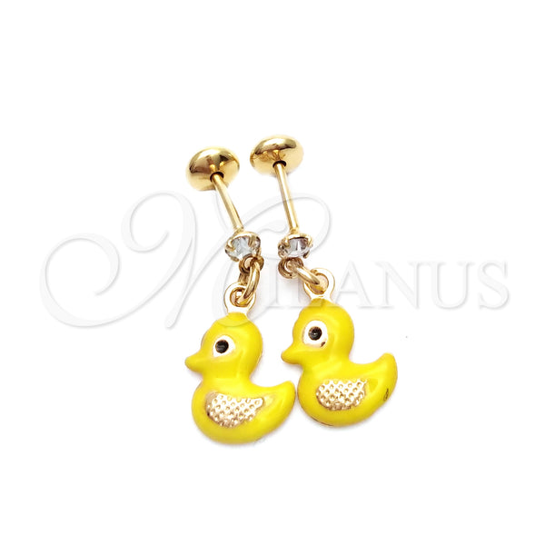 Gold Filled Ring — Stud Earring Bird Design Yellow Enamel 02.58. — main product view — SKU 141208 | Oro Laminado anillo — Stud Earring Bird diseño Yellow Enamel 02.58. — SKU 141208