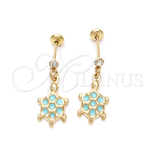 Gold Filled Ring — Stud Earring Turtle Design with White Cubic Zirconia — main product view — SKU 141210 | Oro Laminado anillo — Stud Earring Turtle diseño with blanco Cubic Zirconia — SKU 141210