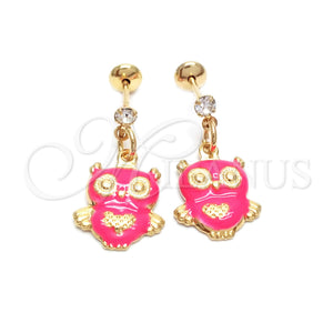 Gold Filled Ring — Stud Earring with White Cubic Zirconia Pink Enamel — main product view — SKU 141211 | Oro Laminado anillo — Stud Earring with blanco Cubic Zirconia Pink Enamel — SKU 141211
