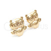 Oro Laminado Stud Earring, Gold Filled Style Owl Design, Turquoise Polished, Golden Finish, 02.58.0019
