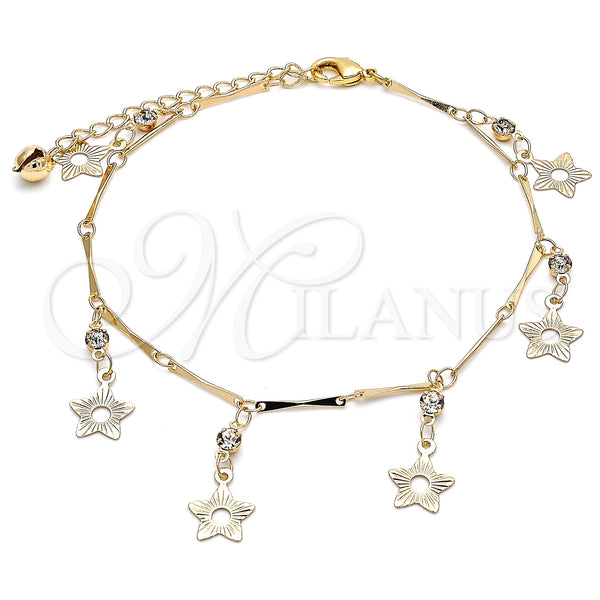 Gold Filled Anklet — Charm Anklet Star and Rattle Charm Design with — main product view — SKU 141219 | Oro Laminado tobillera — Charm Anklet estrella and Rattle Charm diseño with — SKU 141219