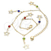 Oro Laminado Charm Anklet , Gold Filled Style Star and Rattle Charm Design, with Multicolor Crystal, Polished, Golden Finish, 03.213.0105.1.10 (01 MM Thickness, 10 Inches Length)