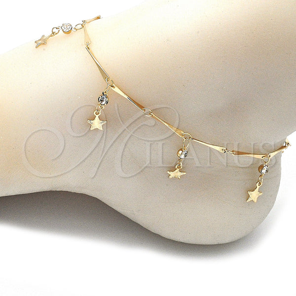 Gold Filled Anklet — Charm Anklet Star and Rattle Charm Design with — alternate product view — SKU 141221 | Oro Laminado tobillera — Charm Anklet estrella and Rattle Charm diseño with — SKU 141221