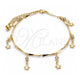 Oro Laminado Charm Anklet , Gold Filled Style Star and Rattle Charm Design, with White Crystal, Polished, Golden Finish, 03.213.0106.10 (01 MM Thickness, 10 Inches Length)