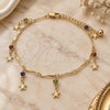 Oro Laminado Charm Anklet , Gold Filled Style Star and Rattle Charm Design, with Multicolor Crystal, Polished, Golden Finish, 03.213.0106.1.10 (01 MM Thickness, 10 Inches Length)