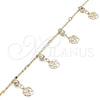 Oro Laminado Charm Anklet , Gold Filled Style Flower and Rattle Charm Design, with White Crystal, Polished, Golden Finish, 03.213.0108.10 (01 MM Thickness, 10 Inches Length)