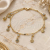 Oro Laminado Charm Anklet , Gold Filled Style Flower and Rattle Charm Design, with White Crystal, Polished, Golden Finish, 03.213.0110.10 (01 MM Thickness, 10 Inches Length)