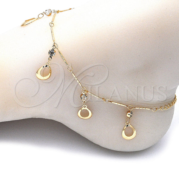 Gold Filled Anklet — Charm Anklet Teardrop and Rattle Charm Design with — alternate product view — SKU 141230 | Oro Laminado tobillera — Charm Anklet Teardrop and Rattle Charm diseño with — SKU 141230