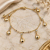 Oro Laminado Charm Anklet , Gold Filled Style Teardrop and Rattle Charm Design, with White Crystal, Polished, Golden Finish, 03.213.0112.10 (01 MM Thickness, 10 Inches Length)
