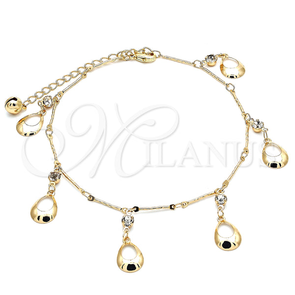 Gold Filled Anklet — Charm Anklet Teardrop and Rattle Charm Design with — main product view — SKU 141230 | Oro Laminado tobillera — Charm Anklet Teardrop and Rattle Charm diseño with — SKU 141230
