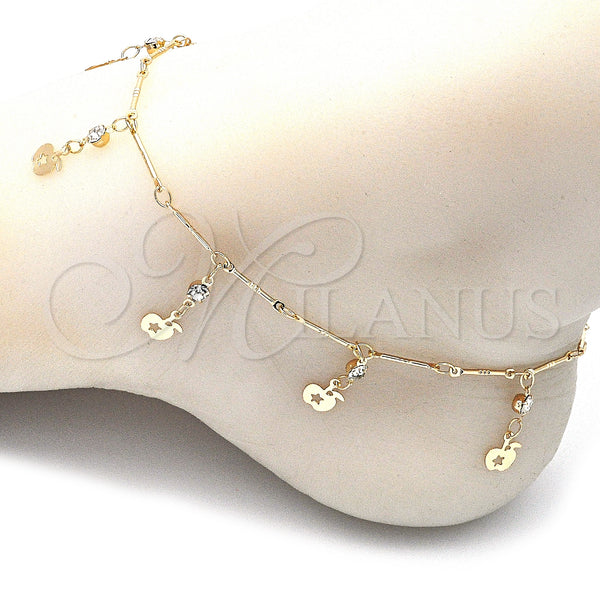 Gold Filled Anklet — Charm Anklet Apple and Star Design with White — alternate product view — SKU 141232 | Oro Laminado tobillera — Charm Anklet Apple and estrella diseño with blanco — SKU 141232