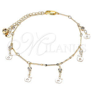 Gold Filled Anklet — Charm Anklet Apple and Star Design with White — main product view — SKU 141232 | Oro Laminado tobillera — Charm Anklet Apple and estrella diseño with blanco — SKU 141232