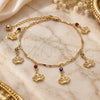 Oro Laminado Charm Anklet , Gold Filled Style Crown and Rattle Charm Design, with Multicolor Crystal, Polished, Golden Finish, 03.213.0115.1.10 (01 MM Thickness, 10 Inches Length)