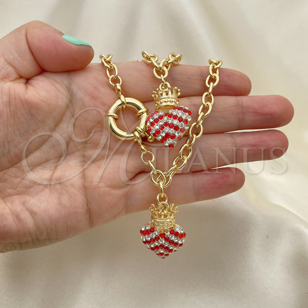 Gold Filled Bracelet — Necklace and Bracelet Heart and Crown Design with — alternate product view — SKU 141238 | Oro Laminado brazalete — Necklace and Bracelet corazón and Crown diseño with — SKU 141238