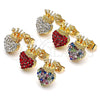 Gold Filled Ring — Stud Earring Heart and Crown Design with Garnet — alternate product view — SKU 141240 | Oro Laminado anillo — Stud Earring corazón and Crown diseño with Garnet — SKU 141240