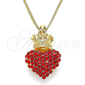 Gold Filled Necklace — Pendant Necklace Heart and Crown Design with Garnet — main product view — SKU 141243 | Oro Laminado collar — Pendant Necklace corazón and Crown diseño with Garnet — SKU 141243