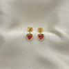 Gold Filled Ring — Stud Earring Heart Design with Pink Cubic Zirconia — alternate product view — SKU 141251 | Oro Laminado anillo — Stud Earring corazón diseño with Pink Cubic Zirconia — SKU 141251
