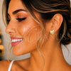 Oro Laminado Stud Earring, Gold Filled Style Heart Design, Brushed Finish, Golden Finish, 02.09.0211