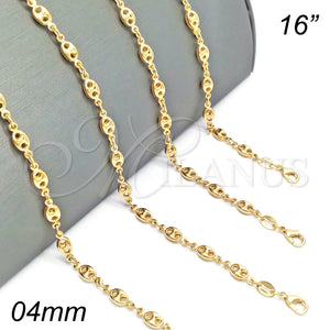 Gold Filled Necklace — Basic Necklace Puff Mariner Design Polished 04.09. 04 — main product view — SKU 141254 | Oro Laminado collar — básico Necklace Puff Mariner diseño pulido 04.09. 04 — SKU 141254