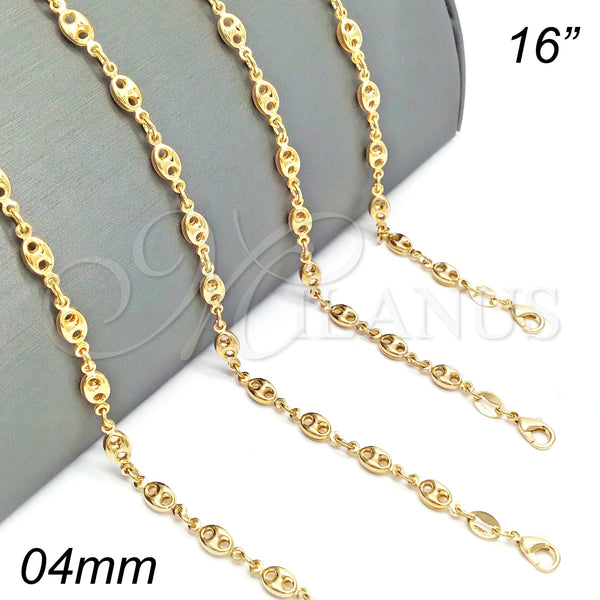 Gold Filled Necklace — Basic Necklace Puff Mariner Design Polished 04.09. 04 — main product view — SKU 141254 | Oro Laminado collar — básico Necklace Puff Mariner diseño pulido 04.09. 04 — SKU 141254