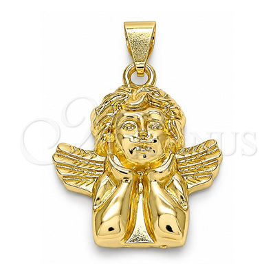 Oro Laminado Religious Pendant, Gold Filled Style Angel Design, Polished, Golden Finish, 05.213.0098