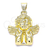 Oro Laminado Religious Pendant, Gold Filled Style Angel Design, Polished, Golden Finish, 05.213.0098