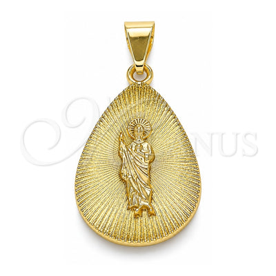 Oro Laminado Religious Pendant, Gold Filled Style San Judas Design, Polished, Golden Finish, 05.213.0099