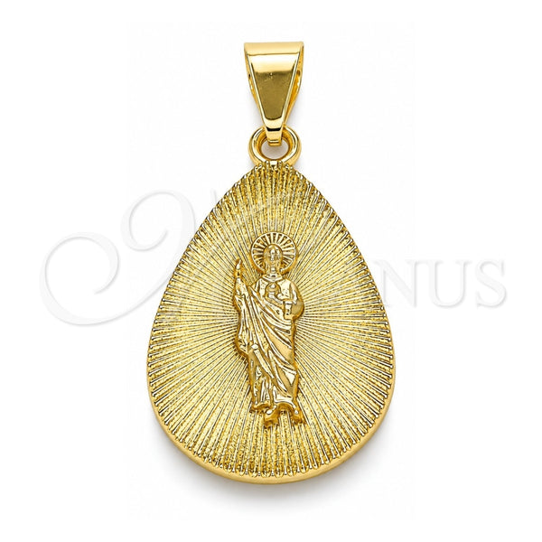 Oro Laminado Religious Pendant, Gold Filled Style San Judas Design, Polished, Golden Finish, 05.213.0099