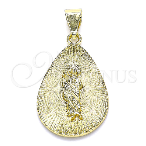 Oro Laminado Religious Pendant, Gold Filled Style San Judas Design, Polished, Golden Finish, 05.213.0099