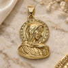 Oro Laminado Religious Pendant, Gold Filled Style Sagrado Corazon de Maria Design, Polished, Golden Finish, 05.213.0100