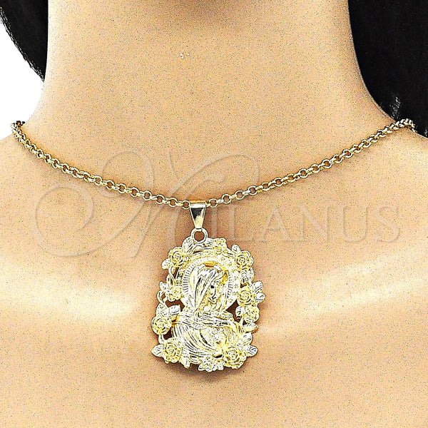 Gold Filled Pendant — Religious Pendant Sagrado Corazon de Maria and Flower — alternate product view — SKU 141266 | Oro Laminado dije — Religious Pendant Sagrado Corazon de Maria and flor — SKU 141266
