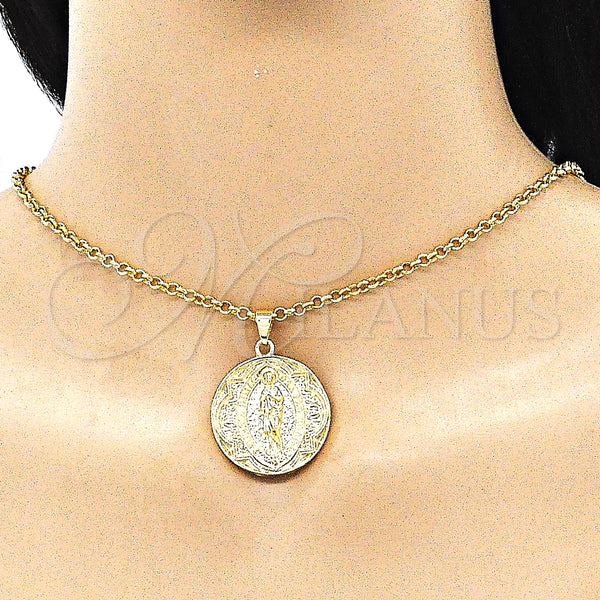 Gold Filled Pendant — Religious Pendant Guadalupe Design Polished 05. — alternate product view — SKU 141267 | Oro Laminado dije — Religious Pendant Guadalupe diseño pulido 05. — SKU 141267