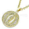 Oro Laminado Religious Pendant, Gold Filled Style Guadalupe Design, Polished, Golden Finish, 05.213.0102