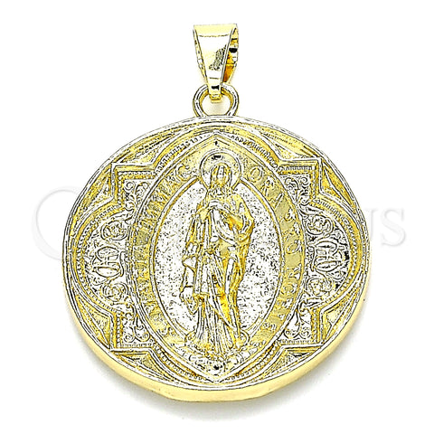 Oro Laminado Religious Pendant, Gold Filled Style Guadalupe Design, Polished, Golden Finish, 05.213.0102