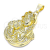 Oro Laminado Religious Pendant, Gold Filled Style Caridad del Cobre Design, Polished, Golden Finish, 05.213.0103