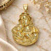 Oro Laminado Religious Pendant, Gold Filled Style Caridad del Cobre Design, Polished, Golden Finish, 05.213.0103