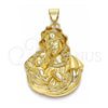 Oro Laminado Religious Pendant, Gold Filled Style Caridad del Cobre Design, Polished, Golden Finish, 05.213.0103