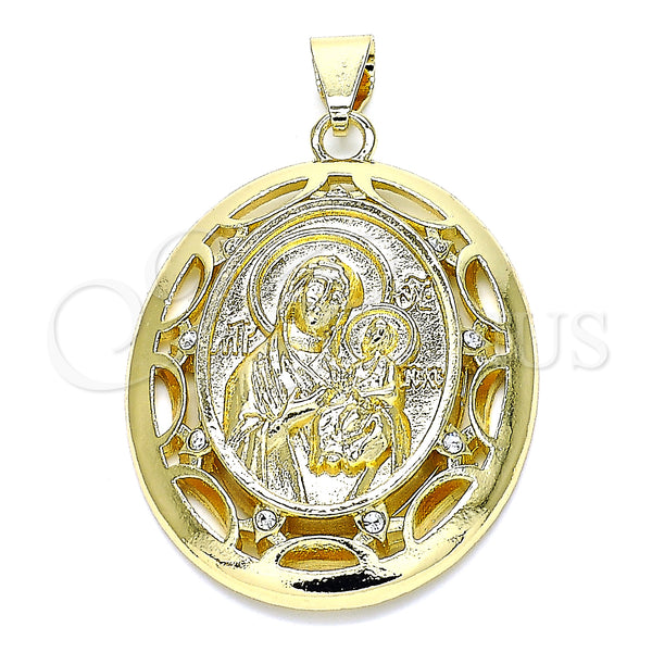 Gold Filled Pendant — Religious Pendant Caridad del Cobre Design with White — main product view — SKU 141269 | Oro Laminado dije — Religious Pendant Caridad del Cobre diseño with blanco — SKU 141269