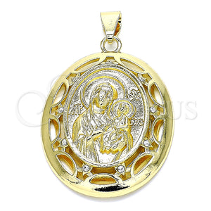 Gold Filled Pendant — Religious Pendant Caridad del Cobre Design with White — main product view — SKU 141269 | Oro Laminado dije — Religious Pendant Caridad del Cobre diseño with blanco — SKU 141269