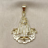 Oro Laminado Religious Pendant, Gold Filled Style Caridad del Cobre Design, Polished, Golden Finish, 05.213.0106