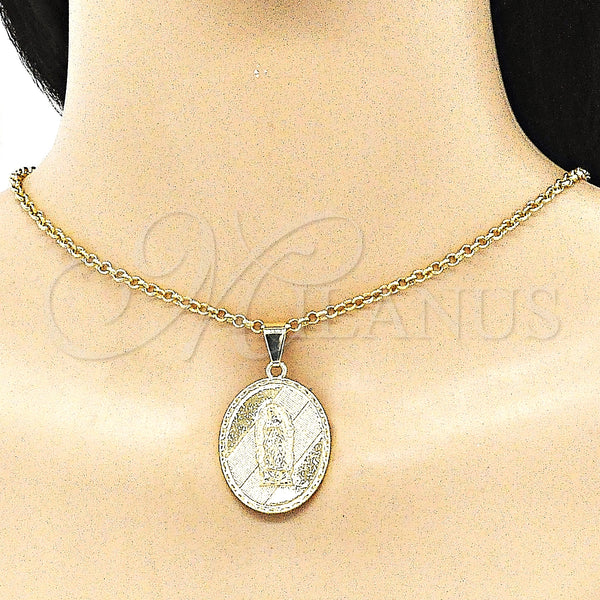 Gold Filled Pendant — Religious Pendant Guadalupe Design Diamond Cutting 05. — alternate product view — SKU 141272 | Oro Laminado dije — Religious Pendant Guadalupe diseño Diamond Cutting 05. — SKU 141272