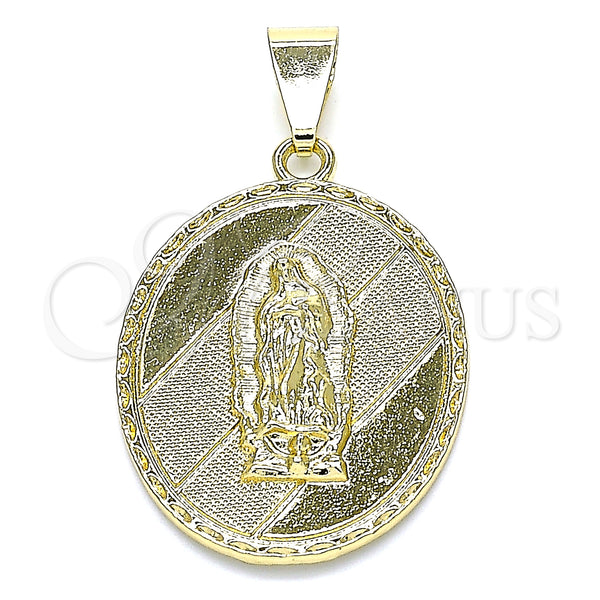 Gold Filled Pendant — Religious Pendant Guadalupe Design Diamond Cutting 05. — main product view — SKU 141272 | Oro Laminado dije — Religious Pendant Guadalupe diseño Diamond Cutting 05. — SKU 141272