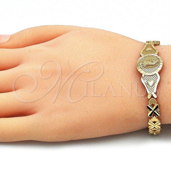 Gold Filled Bracelet — Fancy Bracelet Guadalupe and Heart Design Diamond Cutting — alternate product view — SKU 141274 | Oro Laminado brazalete — elegante Bracelet Guadalupe and corazón diseño Diamond Cutting — SKU 141274