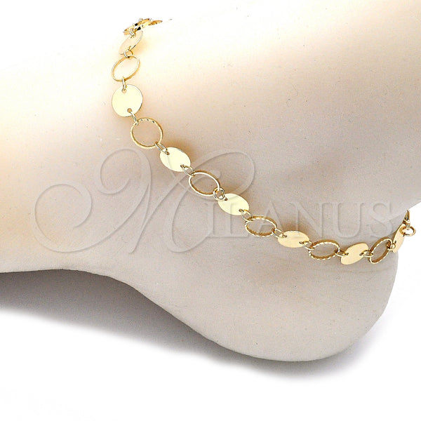 Gold Filled Anklet — Fancy Anklet Polished 03. 08 MM Thickness 10 — alternate product view — SKU 141281 | Oro Laminado tobillera — elegante Anklet pulido 03. 08 MM Thickness 10 — SKU 141281
