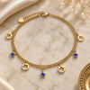 Oro Laminado Charm Anklet , Gold Filled Style Star Design, Blue Enamel Finish, Golden Finish, 03.213.0125.10 (02 MM Thickness, 10 Inches Length)