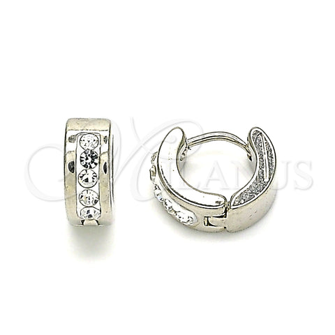 Stainless Steel Huggie Hoop, with White Crystal, Polished, Steel Finish, 02.230.0043.10