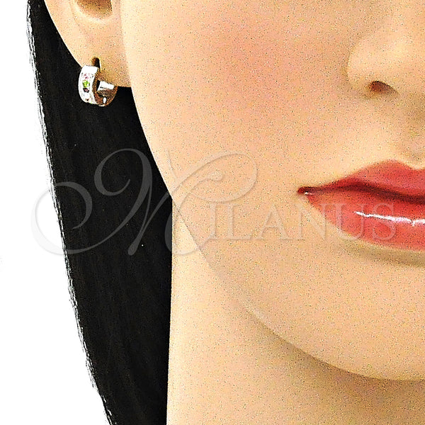 Stainless Steel Hoop Earrings — Huggie Hoop with Multicolor Crystal Polished 02. — alternate product view — SKU 141286 | Acero Inoxidable aretes de aro — Huggie Hoop with Multicolor cristal pulido 02. — SKU 141286