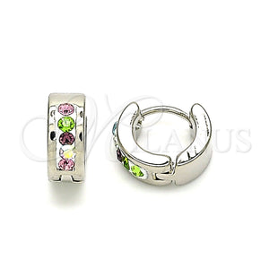 Stainless Steel Hoop Earrings — Huggie Hoop with Multicolor Crystal Polished 02. — main product view — SKU 141286 | Acero Inoxidable aretes de aro — Huggie Hoop with Multicolor cristal pulido 02. — SKU 141286